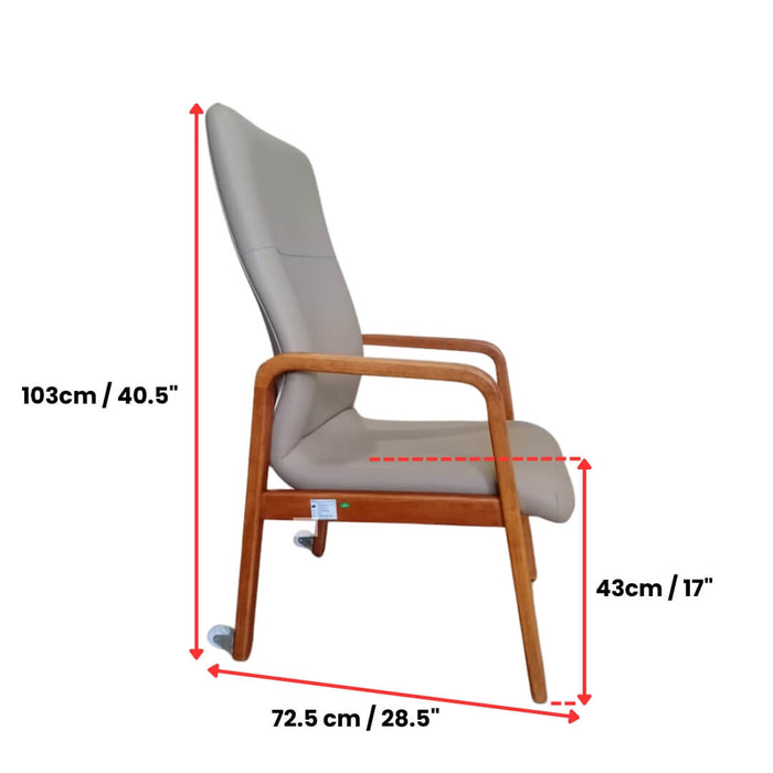 (Pre Order 12 Weeks) High Back Chair with rear castor Light brown | AIM Healthcare