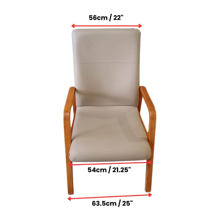 (Pre Order 12 Weeks) High Back Chair with rear castor Light brown | AIM Healthcare