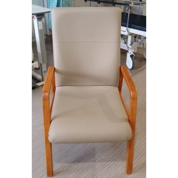 (Pre Order 12 Weeks) High Back Chair with rear castor Light brown | AIM Healthcare