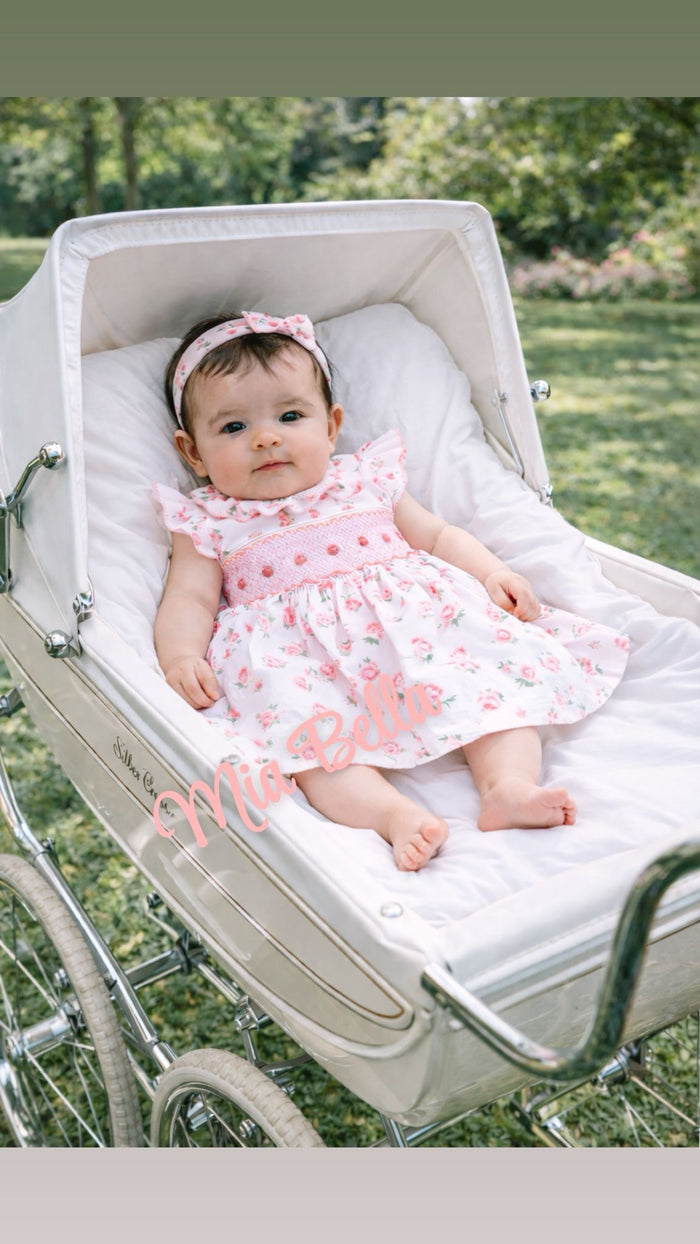 Pretty Originals Pink Floral Smocked Dress