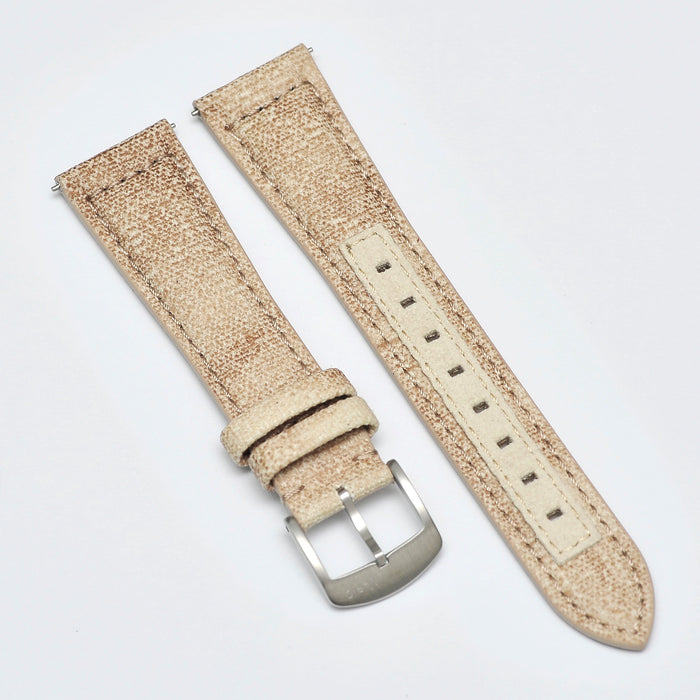 Recycled Waxed Canvas Linen Biege Watch Strap