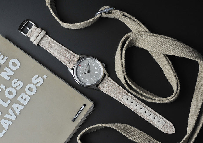 Recycled Waxed Canvas Linen Biege Watch Strap