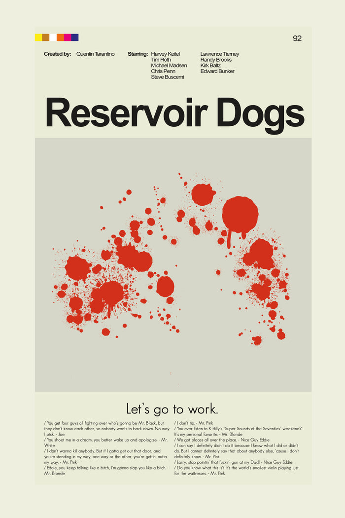 Reservoir Dogs Inspired Mid-Century Modern Print | 12"x18" or 18"x24" Print only