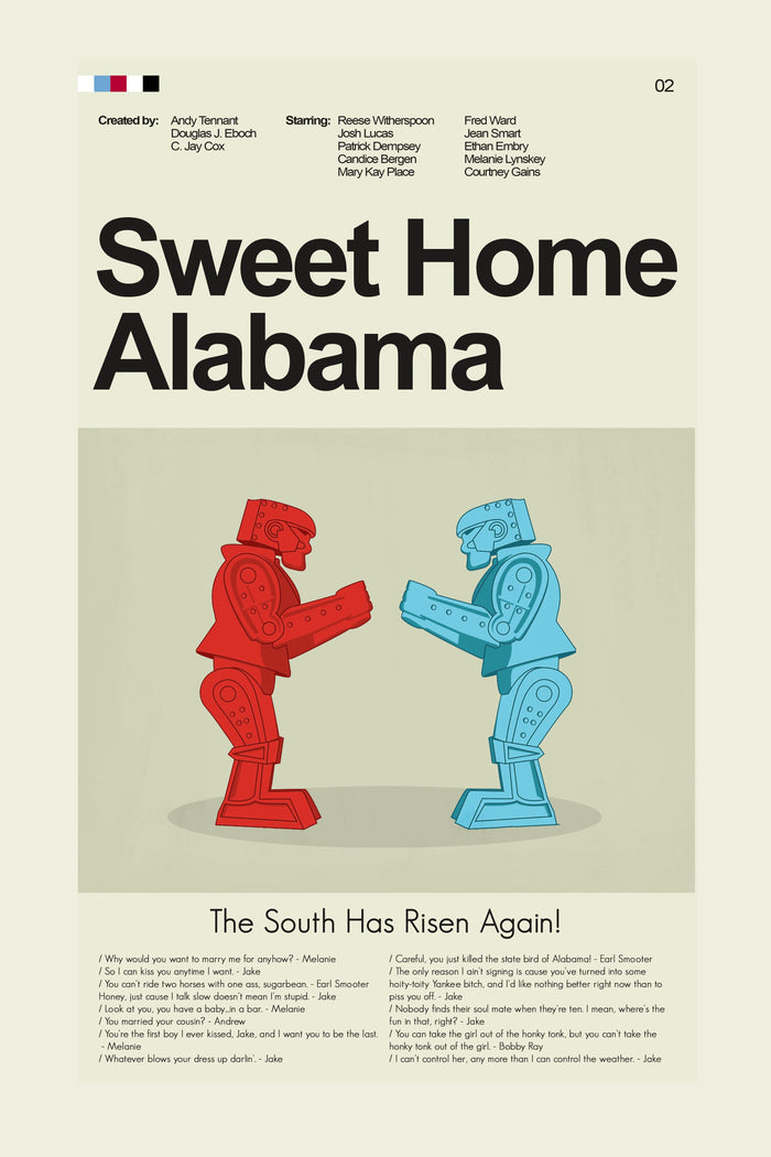 Sweet Home Alabama Inspired Mid-Century Modern Print | 12"x18" or 18"x24" Print only