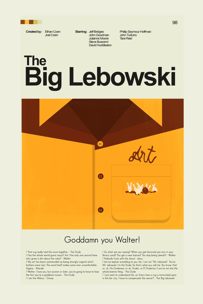 The Big Lebowski Inspired Mid-Century Modern Print | 12"x18" or 18"x24" Print only