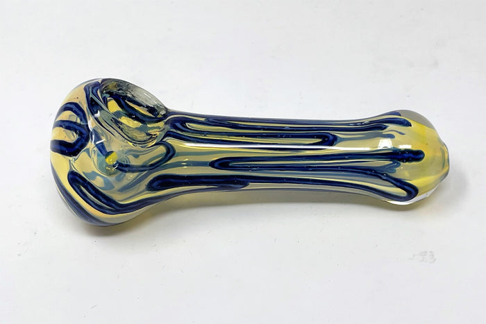 Thick Fumed Glass 4.5" Hand Spoon Pipe Bowl w/Draw String Padded Pouch