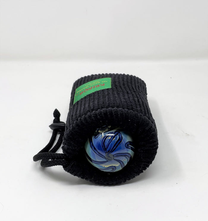 Thick Fumed Glass 4.5" Hand Spoon Pipe Bowl w/Draw String Padded Pouch