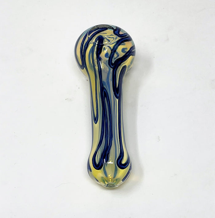Thick Fumed Glass 4.5" Hand Spoon Pipe Bowl w/Draw String Padded Pouch