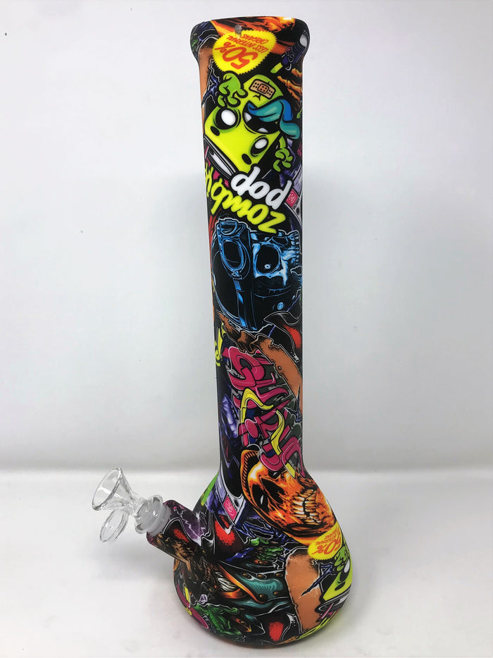 Thick Silicone Detachable 13.5" Beaker Bong Glass Downstem 14mm Bowl