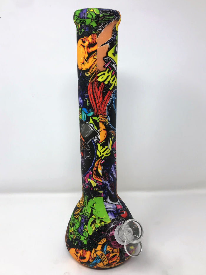 Thick Silicone Detachable 13.5" Beaker Bong Glass Downstem 14mm Bowl
