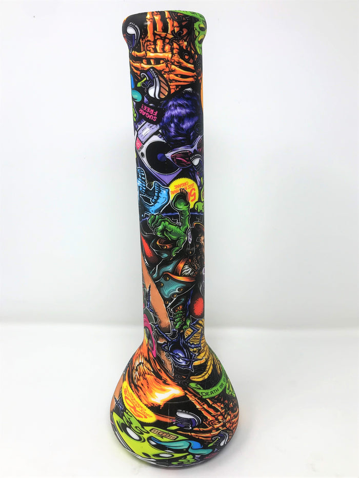 Thick Silicone Detachable 13.5" Beaker Bong Glass Downstem 14mm Bowl