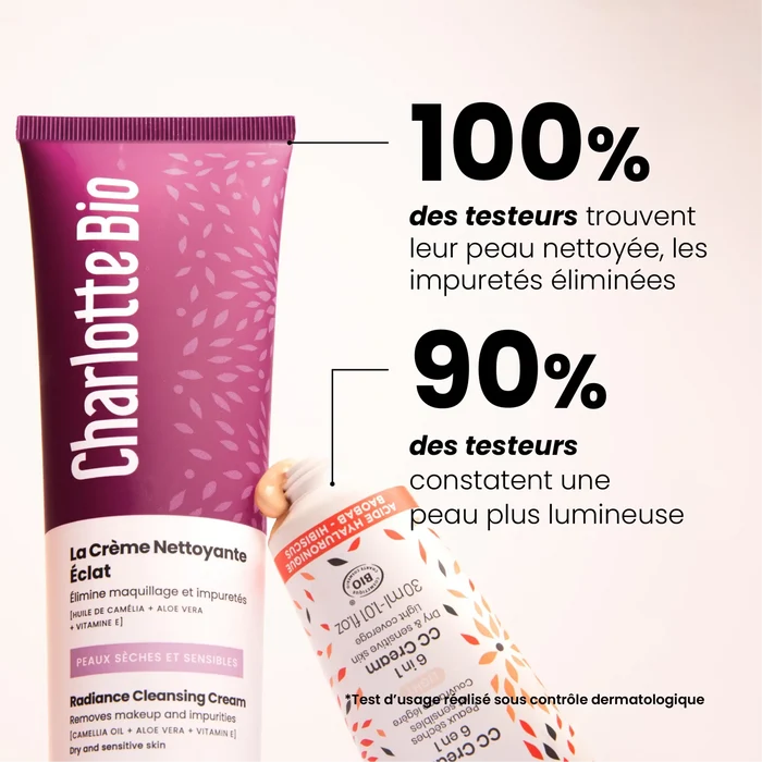 CC Crème bio et crème nettoyante hydratante éclat Charlotte Bio